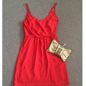 Lush red faux wrap dress